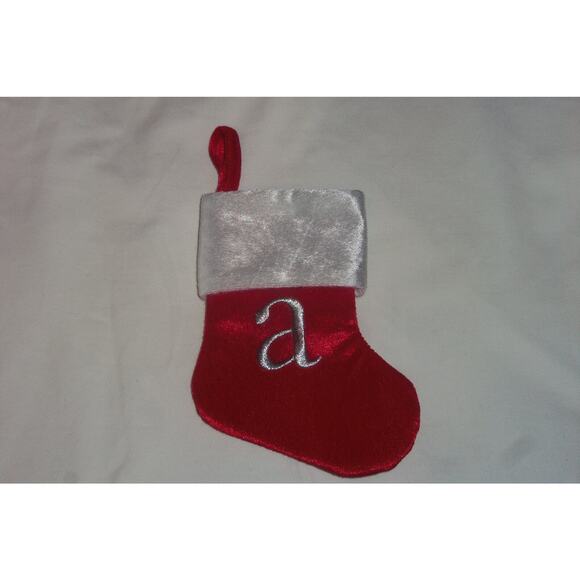 Lower Case a Monogram on red MINI Christmas Stocking 8"X6" by Merry Brite - Picture 1 of 2